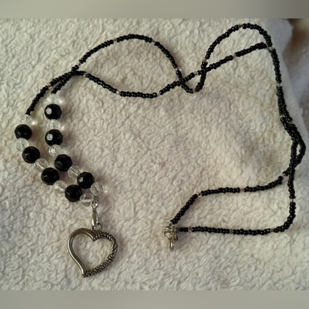 Leather Beaded Heart Necklace